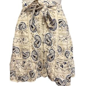 Angie Cream and Blue Mini Skirt